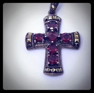 Vintage Silver/Ruby Cross